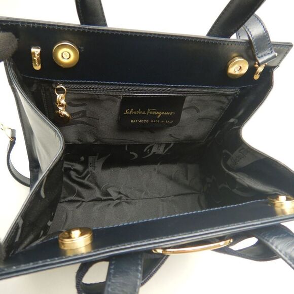 SALVATORE FERRAGAMO Navy Leather Bag - Picture 8 of 10